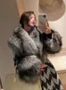 Женская шерстяная зимняя куртка OFTBUY, женское пальто с натуральным мехом, клетчатый воротник, манжеты, твидовый длинный тонкий ремень, толстый теплый 231017