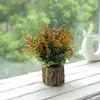 Dekorative Blumen, künstliche Grünpflanzen, Bonsai, immergrüne Blätter, Holztöpfe für Zuhause, Innenbereich, Garten, Party, Dekoration, Büro, Desktop