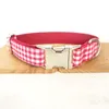 Dog Collars Personalized Pet Collar Customized Nameplate ID Tag Adjustable White Red Plaid Cat Lead Leash