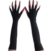 Cinco dedos luvas legais luvas de Halloween longas garras fantasmas vestir luvas elegantes unhas longas vermelhas Cosplay Halloween luvas engraçadas A529 231017