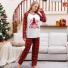 Women's Sleepwear Family Matching Christmas Tree Printed Pattern Long Sleeve Pullover Top Plaid Pants Casual Loose Pyjamas Set