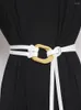 Bälten Lanmrem Fashion Design Tide Women Pu Leather Dough Belt Metal Buckle Solid Color All-Match Korean High Street 2023 22134