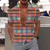 Men's Casual Shirts Shirt For Men Short Sleeve Mens Fashion And Leisure 3D Digital Printing Button 60s Retro Clothes Collar Jumpsuit