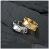 Обручальные кольца Обручальные кольца Классические кольца из нержавеющей стали с золотым цирконом для мужчин и женщин Пары для помолвки Ювелирные изделия Подарочные ювелирные кольца Dhqgy
