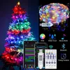 Autres fournitures de fête d'événement 40M Guirlande lumineuse pour arbre de Noël Bluetooth WS2812B RGBIC Fée LED Guirlande lumineuse Fête de mariage Guirlande Décoration extérieure 231017