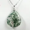 Pendentif en forme de goutte d'agate d'herbe d'eau naturelle, feuille de calcédoine, collier en mousse d'agate et de jade, pendentif DIY, bijoux 292m