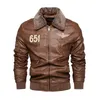 Herrläder Faux Leather Men Autumn Jacket Bomber Biker dragkedja Motorcykel faux pälsbeläggning hane fleece pilot vintage svart brun pu läderjacka vinter 231017