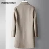 Mélanges de laine pour hommes manteaux pour hommes de haute qualité automne hiver couleur unie affaires fait à la main double face laine homme Trench Coat style britannique 231017