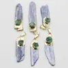 Ожерелья с подвесками из натурального необработанного камня, синие хрустальные полоски, подвески, нерегулярное ожерелье из зеленого агата, подвески в стиле Рейки, ювелирные аксессуары своими руками
