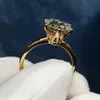 Кольца кластера Пасьянс 1 5ct Lab Diamond 24K Золотое кольцо Оригинальное серебро 925 пробы Обручальное обручальное кольцо для женщин Свадебные Jewe232L