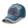 Andra hemträdgårdar 13 Styles Bling Diamond Trump 2024 Baseball Cap USA Val Kampanj Hat Cowboy Diamonds Caps Justerbar Snapback Dhsxo