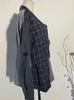 Costumes pour femmes Blazers EAM femmes bleu Plaid asymétrique grande taille Blazer revers à manches longues coupe ample veste mode printemps automne 1B4690 231018