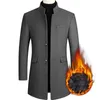 Mélanges de laine pour hommes hiver Trench manteau mélange coupe ajustée simple boutonnage pois finition affaires Dowm veste coupe-vent solide hommes Overco 231017