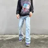 Moletons masculinos 2023 Y2K Moda Zipper Retro Lavado Baggy Flare Calças Jeans Homens Streetwear Hip Hop Perna Larga Calças Jeans Retas Ropa Hombre 231018