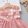 Flickans klänningar Flower Fairy Baby Girl Summer Sweet Kid's Wedding Costume Birthday Evening Princess Party Mesh Dress Barn Kläder 0 till 3 Y 231016