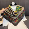 Шарфы 2023, модный квадратный шелковый шарф для женщин, хиджаб с принтом, атласная шаль, летние пляжные палантины, дизайнерский головной платок, бандана