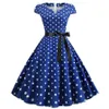 Sukienki imprezowe szata kobiety vintage kropka letnie pin plus size druk retro 50s 60s Rockabilly Sundress vestidos A-lineparty221s