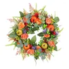 Decorative Flowers Fall Pumpkin Wreath Plastic For Front Door Wreaths Outdoor Autumn Eucalyptus