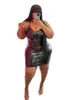 プラスサイズのドレスプラスサイズのドレス5xl女性服と革のボディードレスPUクラブウェアスリングセクシーなショートドレス卸売バルクドロップ231017