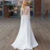 Long Sleeves Bohemian Wedding Dresses Illusion Lace Appliqued Chiffon Bridal Gowns Beach V-Neck A Line Robes De 328 328