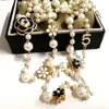 kobiety Koreańskie kamelię długie pengdant perły naszyjnik biżuteria sautoir collier femme276x