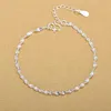 925 Sterling Silver Fashion Simple Elegant ED Link Chain Armelets Jewelry for Woman Wave Anklet Gifts287T