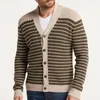 جاكيتات الرجال V-neck Slim Sweater Jacket الخريف الشتاء مخطط Jacquard Menswear المعاطف الخارجية الأكمام الطويلة