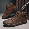 Mens Leather All-Match 494 Vandring fotled stövlar utomhus antiskid man casual skor handgjorda bekväma gummi män som prekar skor 231018 59053 78655 75539