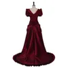 Cosplay Cosplay Victorian Red Bustle Ball Dress Vintage Vestido de noite Gótico Red Square Collar Ball Gown Southern Belle Dress Halloween ClothingCosplay