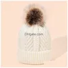 Beanie/Skull Caps Wholesale Custom Beanie Logo Woven Label 100% Acrylic Fashion Hat Knitted Winter Fashion Accessories Hats, Scarves G Dhwoq