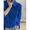 Womens Knits Tees Rimocy Turn Down Knit Cardigan Mulheres Outono Inverno Botão Up Cor Sólida Camisola Casacos Mulher Manga Longa Cardigans Macios Senhoras 231018