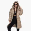 Mulheres para baixo parkas santelon mulheres inverno grosso quente longo parka com capuz ajustável feminino à prova de vento puffer jaqueta casaco moda sólida outerwear 231018