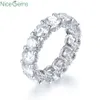 NiceGems 14k White Gold Eternity Band Taglio brillante rotondo 7.7ctw Moissanite Anello nuziale fascia abbinata fascia D Colore VVS1 Chiarezza