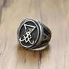 Vantage zilveren kleur Signet Sigil van Lucifer Ring voor mannen Seal Of Satan occulte mannelijke Jewelry305Q
