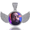 Collier avec pendentif médaillon rond Po sur mesure 14K, style gravé au dos, or rose, argent, or, Zircon, bijoux hip hop pour hommes, 211Y
