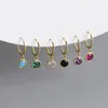 Boucles d'oreilles pendantes en argent Sterling 925 et Zircon géométrique pour femmes et filles, bijoux ronds colorés à la mode, cadeau d'anniversaire