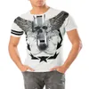 男性TシャツラインストーンスカルプリントグラフィックトップティーカジュアルTシャツhommeクルーネック短袖Tシャツブランド衣料