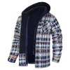 Jaquetas masculinas Harajuku flanela camisa jaqueta com capuz removível xadrez acolchoado forrado casacos de inverno grosso com capuz outwear homem camisas de lã