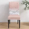 Chair Covers Rose Gold Pink White Marble Dining Cover Spandex Elastic For Wedding El Banquet Room