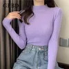 Frauen Pullover Stricken 2023 Herbst/Winter Lange Ärmeln Slim Fit Koreanische Mode Halb Stehkragen Pullover Tops Drop 87