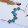 Boucles d'oreilles collier ensembles de bijoux uniques plaqué argent goutte d'eau pendentif bleu Turquoises pierre bracelet boucles d'oreilles Earl22204x