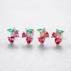 Korean Fashion Colorful Zircon Cherry Stud Earrings Women Small Exquisite Heart s925 Silver Earrings Jewelry for Women Wedding Party Valentine's Day Gift SPC