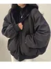 Kvinnorjackor Vinter förtjockas varma parkas kvinnor överdimensionerade kawaii dubbelsidig huva kappa damer koreanska mode casual lös zip up jackor 231018