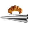 Baking Pastry Tools 12Pcs High Quality Conical Tube Cone Roll Mods Stainless Steel Spiral Croissants Molds Cream Horn Cake Bread D Dh4Cb