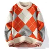 Men's Sweaters 2023 Winter Fashion Argyle Sweater Men Korean Streetwear High End Thick Warm Mens Casual Male Christmas Pullovers