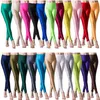 VISNXGI Damen-Leggings, einfarbig, glänzend, elastisch, Freizeithose, fluoreszierendes Spandex, knöchellang, gestrickter Boden, 231018