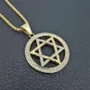 Religious Magen Star of David Pendants Necklace Gold Color Stainless Steel Hexagram Necklace Women Men Iced Out Jewish Jewelry1324c