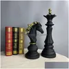 Estatuetas de Objetos Decorativos Estatuetas de Objetos Decorativos Northeuins 3 Pçs/set Resina Estatueta de Xadrez Internacional Moderno I Dhgarden Dhj0T