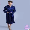 1pcs lot Long Robe faux Silk Soft Home Bathrobe Plus Size S-XXL Nightgown For Men Kimono solid Robes male satin pajamas248S