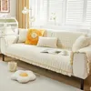 Chair Covers Thickened Four Seasons Universal Non-Slip Cushion Leather Sofa Cover Cloth Winter Plush French Cream Style